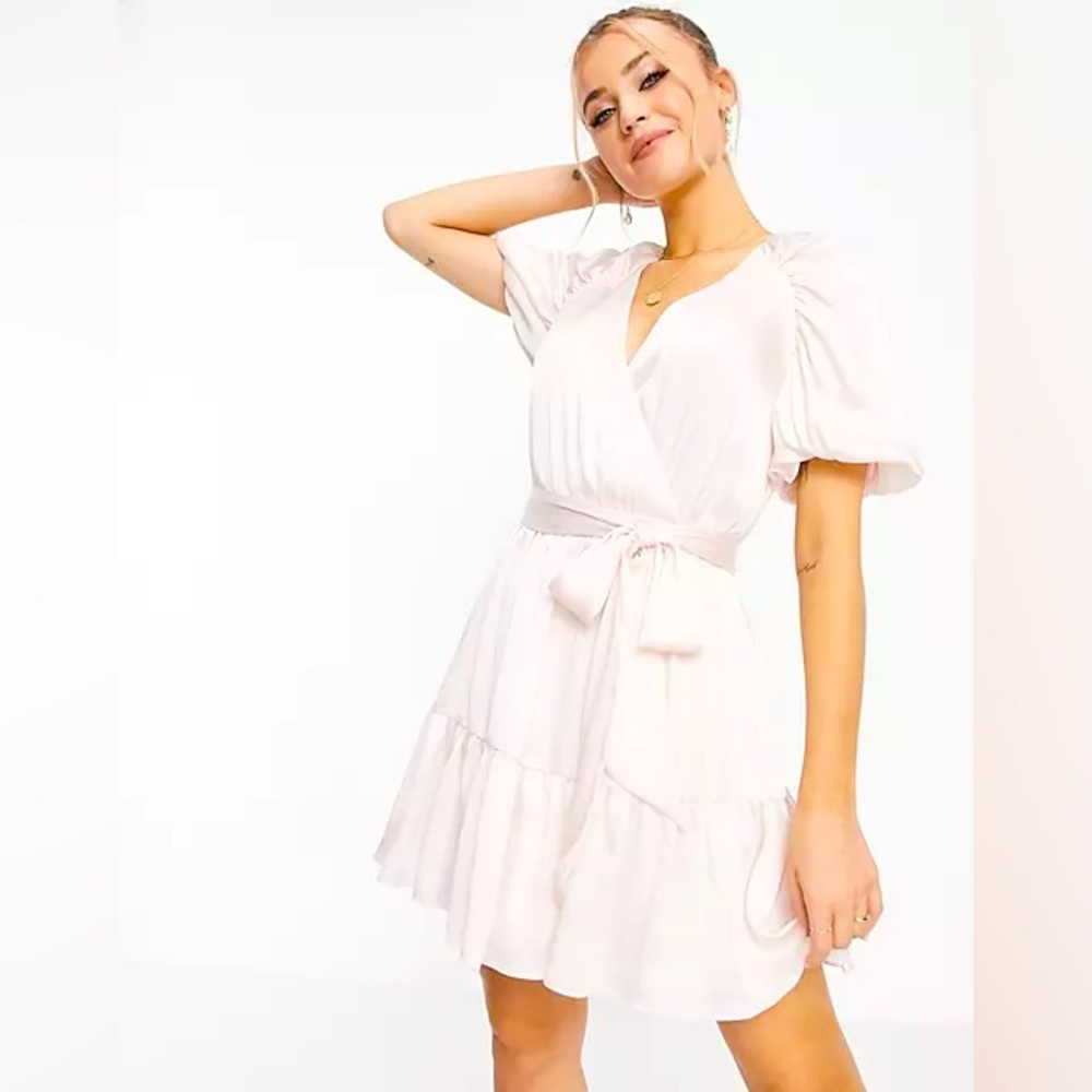 Ted Baker NWT Loueese Puff Sleeve Faux Wrap Dress Size 2 (US 6)